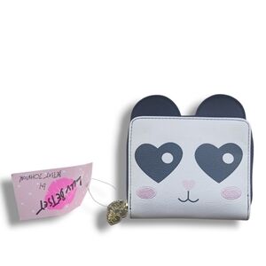 NWT Luv Betsey Panda Bifold Compact Zip-around Wallet